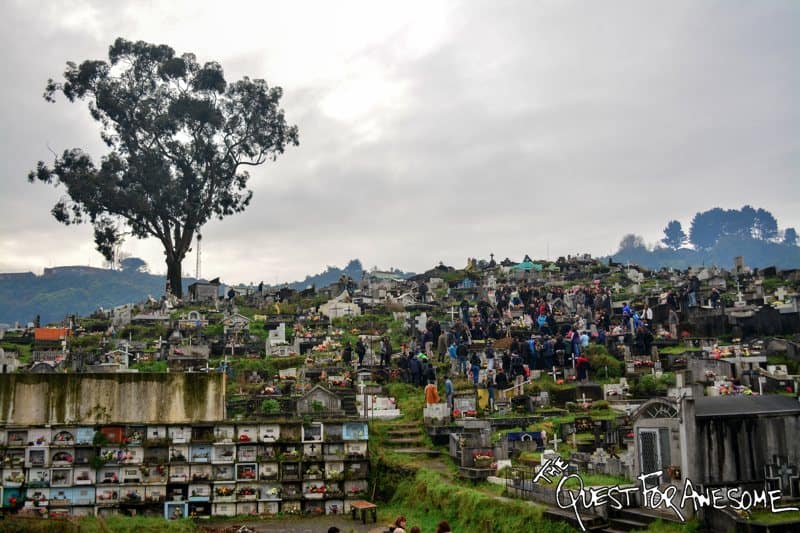 Graveyard on a hill in Puerto Montt, Chile 